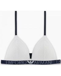 Emporio Armani - Logoband Lace Padded Triangle Bra - Lyst