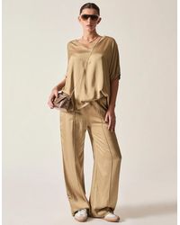 James Lakeland - Camel Wide-Leg Drawstring Trousers - Lyst