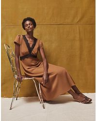 Ro&zo - Caramel Lace Trim Dress - Lyst