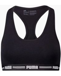 PUMA - Striped Logo Racerback Bra Top - Lyst