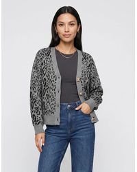 Gini London - Animal Print Wool Mix Cardigan - Lyst