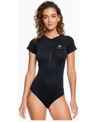Roxy - Essentials Cap Sleeve Upf 50 Zip Up Swimsuit - Lyst