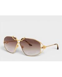 CASABLANCA - Stainless Steel Aviator Tortoiseshell Gradient - Lyst