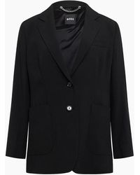 BOSS - Solid Patterned Lapel Collared Woven Cuff Blazer - Lyst