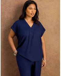Live Unlimited London - Petite Linen Blend V-Neck Top - Lyst