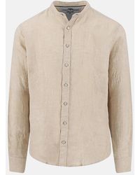 Fynch-Hatton - Stand Collar Pure Linen Shirt Sand - Lyst