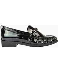 XY London - Ladies Heidi Chain Detail Patent Leather Ruched Loafers - Lyst