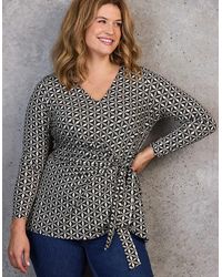 Live Unlimited London - Geo Print V-Neck Side Tie Tunic - Lyst