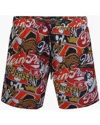 Philipp Plein - Eagle Design Long Multicolour Beach Shorts - Lyst