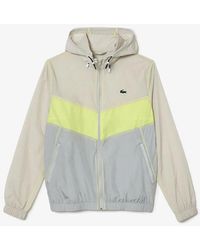 Lacoste - Color Block Hooded Drawstring Rain Jacket With Logo - Lyst