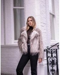 Gini London - Snow Leopard Faux Fur Short Jacket - Lyst