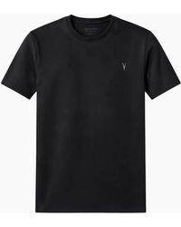 AllSaints - T Shirts Lycra Stretch Cotton Crew Neck Short Sleeve Summer Tee - Lyst