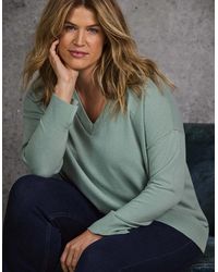 Live Unlimited London - Sage V Neck Knit Jumper - Lyst