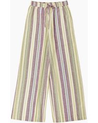Ro&zo - Petite Stripe Linen-Blend Wide-Leg Trousers - Lyst