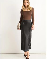 Gini London - Satin Bias Cut Midi Skirt - Lyst