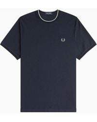 Fred Perry - Trim Detail Crepe Piqué T-Shirt - Lyst