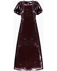 Ro&zo - Annabelle Wine Puff Sleeve Dress - Lyst