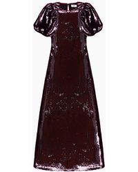 Ro&zo - Annabelle Wine Puff Sleeve Dress - Lyst