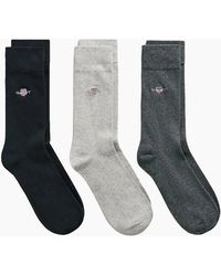 GANT - 3 Pack Shield Socks/Light/Charcoal - Lyst
