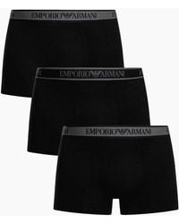 Emporio Armani - 3-Pack Stretch Cotton Triple Boxer Trunks - Lyst