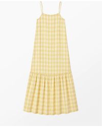 Ro&zo - Lemon- Cheesecloth Check Tiered Dress - Lyst