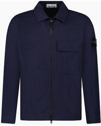 Stone Island - Zip Panama Cotton Overshirt - Lyst