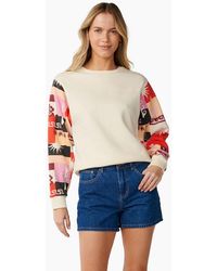 Rip Curl - Rip Curl Party Wave Printed Sleeve Sweatshirt - Lyst