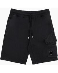 C.P. Company - Cotton Diagonal Fleece Cargo Shorts 999 - Lyst
