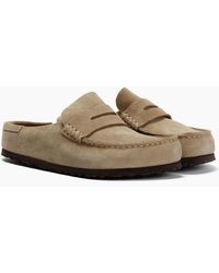 Birkenstock Clogs - Birkenstock Naples Suede Taupe Regular Clogs - Lyst