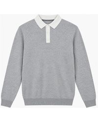 Remus Uomo - Long Sleeve Fine Knit Polo Ecru - Lyst