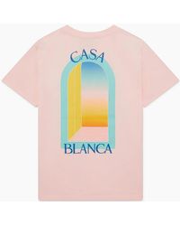 CASABLANCA - T Shirts Shorts Sleeve Crew Neck Gradient Arch Logo Cotton Tops - Lyst