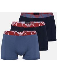 Emporio Armani - 3-Pack Stretch Cotton/ Boxer Trunks - Lyst