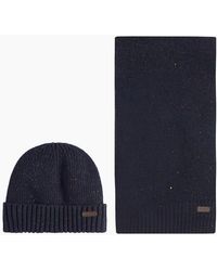 Barbour - Carlton Fleck Beanie & Scarf Set - Lyst
