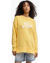 BOSS - Lettering Crew Neck Ribbed Collar Long Sleeve Sweatshirt - Lyst