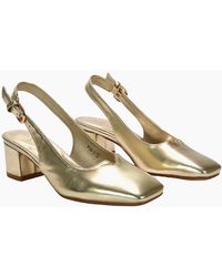 XY London - Ladies Elowen Metallic Sling Back Mid Block Heel Court Shoes - Lyst