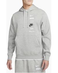Nike - Dx0783 Fleece Hoodie Club Bb Stacked Long Sleeve Swoosh Pullover Hoody - Lyst