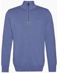Barbour - Bluestone Half Zip Cotton Knitted Jumper - Lyst