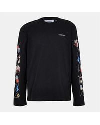 Off-White c/o Virgil Abloh - Embroidered Crew Neck Long Sleeve Jersey T-Shirt - Lyst