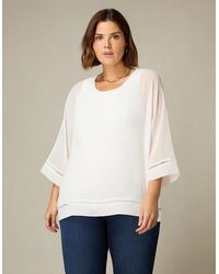 Live Unlimited London - Ivory Chiffon Trim Insert Overlay Top - Lyst