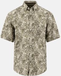 Fynch-Hatton - All-Over Print Linen Button Down Short Sleeved Shirt Pistachio - Lyst