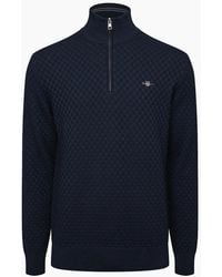 GANT - Zip Neck High Collar Long Sleeve Sweatshirt - Lyst