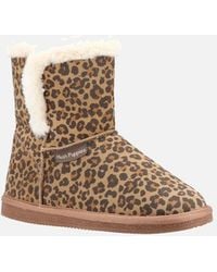 Hush Puppies - Ashleigh Suede And Faux Fur Leopard Slippers - Lyst