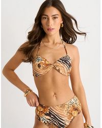 Gini London - Animal Floral Print Bikini Bottom - Lyst