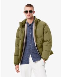 Lacoste - Solid Patterned Side Pocket Puffer Coat - Lyst