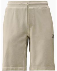 C.P. Company - Cotton Diagonal Fleece Resist Dyed Logo Bermudas - Lyst