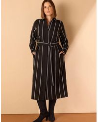 Live Unlimited London - Contrast Stripe Belted Midaxi Shirt Dress - Lyst