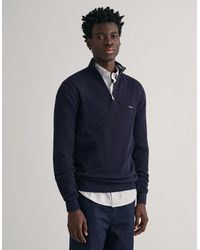 GANT - Cotton Pique Half Zip Jumper - Lyst