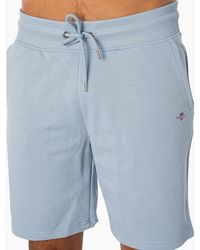 GANT - Sweat Shorts Shield Regular Fit Cotton Summer Gym Fleece Half Pants - Lyst