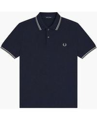 Fred Perry - Twin Tipped Polo Shirt Dark Airforce/Ecru/Seagrass - Lyst