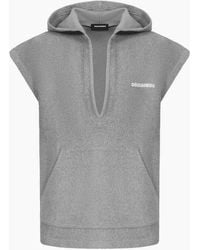 DSquared² - Sleeveless Fleece Towel Hoodie - Lyst